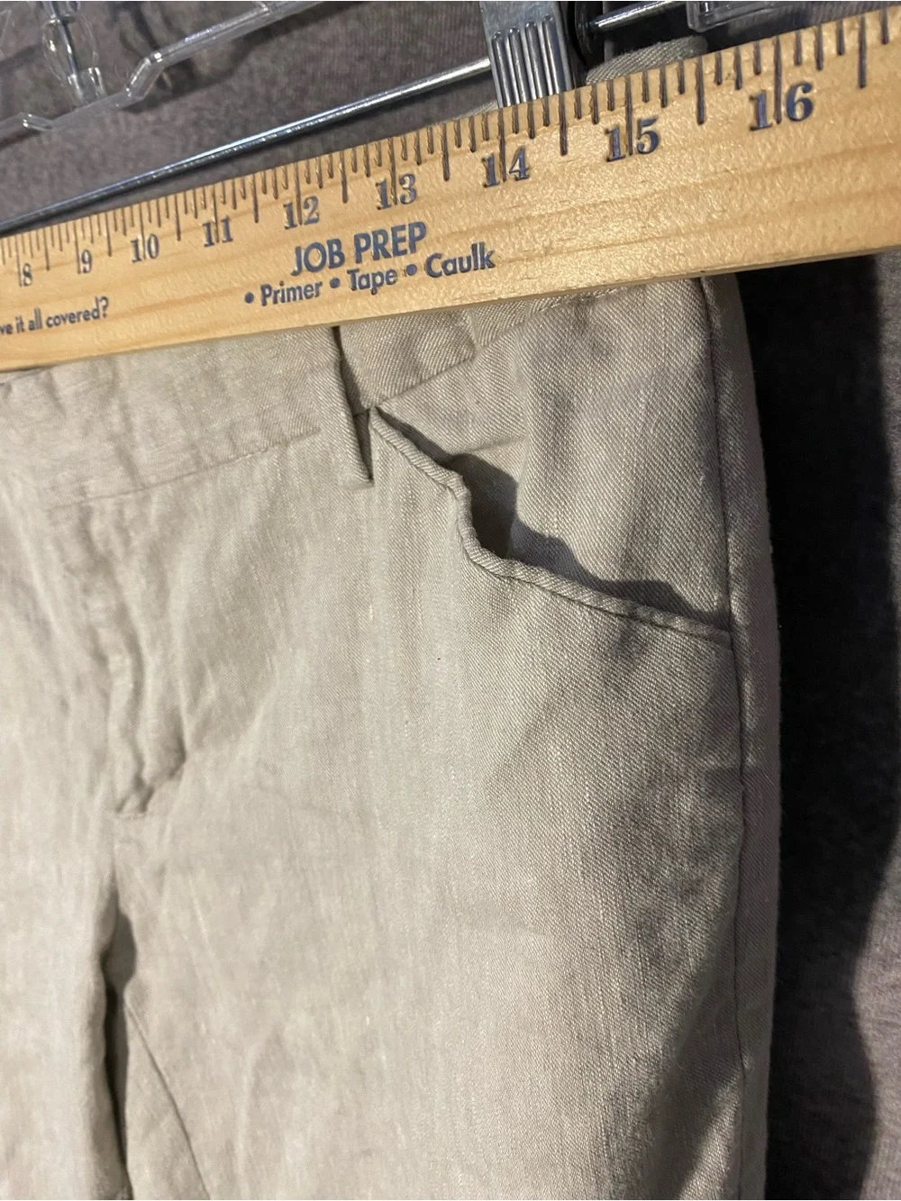 ⁠GAP Perfect Trouser Pants 4R Beige Tan Linen Blend Stretch Mid Rise Straight⁠